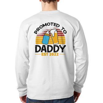 Mens First Time Dad Promoted To Daddy 2022 Back Print Long Sleeve T-shirt | Mazezy