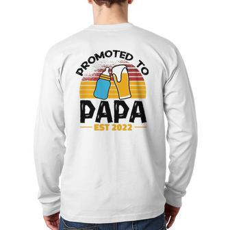 Mens First Time Grandpa Promoted To Papa 2022 Ver2 Back Print Long Sleeve T-shirt | Mazezy