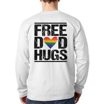 Mens Free Dad Hugs Lgbtq Pride Stepfather Daddy Papa Back Print Long Sleeve T-shirt | Mazezy