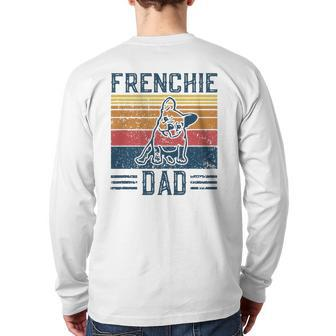 Mens Vintage Frenchie Dad For Men French Bulldog Back Print Long Sleeve T-shirt | Mazezy