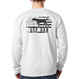 Mens Gsp Dad Usa American Flag German Shorthaired Pointer Dog Back Print Long Sleeve T-shirt | Mazezy