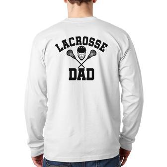 Mens Lacrosse Dad Lax Daddy Father's Day Back Print Long Sleeve T-shirt | Mazezy AU