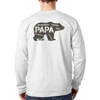 Men's Papa Camping Bear Top Camper Grandpa For Men Back Print Long Sleeve T-shirt | Mazezy