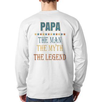 Mens Papa Man Myth Legend Back Print Long Sleeve T-shirt | Mazezy