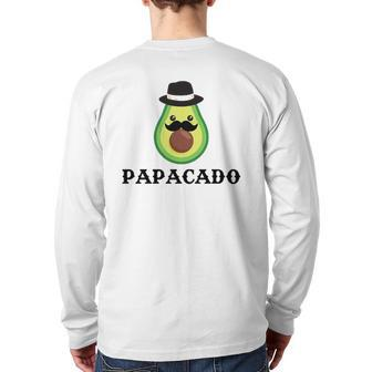 Mens Papacado Father's Day Avocado Fresh Organic Lover Back Print Long Sleeve T-shirt | Mazezy