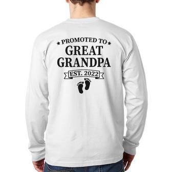 Mens Promoted To Great Grandpa Est 2022 Baby Announcement Back Print Long Sleeve T-shirt | Mazezy