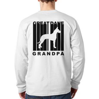 Mens Retro Style Great Dane Grandpa Dog Grandparent Back Print Long Sleeve T-shirt | Mazezy