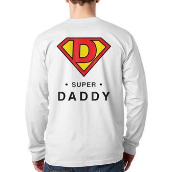 Mens Super Daddy Father's Day Present Super Hero Back Print Long Sleeve T-shirt | Mazezy
