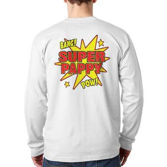 Mens Super Pappy Super Power Dad Father Back Print Long Sleeve T-shirt | Mazezy