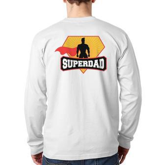 Mens Superdad Superhero Themed For Father's Day Back Print Long Sleeve T-shirt | Mazezy
