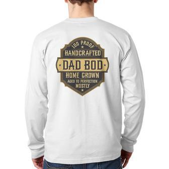 Mens Vintage Whiskey Label Dad Bod Drinking Father's Day Back Print Long Sleeve T-shirt | Mazezy