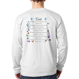 Missing Dad Father's Day Dad In Heaven Back Print Long Sleeve T-shirt | Mazezy