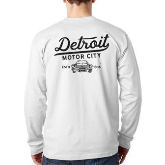 Motor City Muscle Car Detroit Novelty Back Print Long Sleeve T-shirt | Mazezy