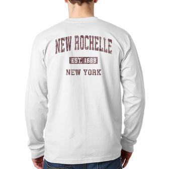 New Rochelle New York Ny Vintage Athletic Sports Back Print Long Sleeve T-shirt - Monsterry