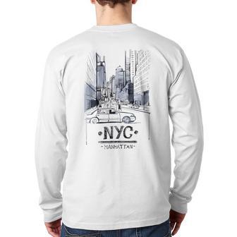 Ny New York City Nyc Manhattan Skylines Buildings Back Print Long Sleeve T-shirt - Monsterry CA