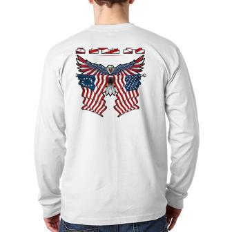Papa American Flag Eagle Father's Day Back Print Long Sleeve T-shirt | Mazezy