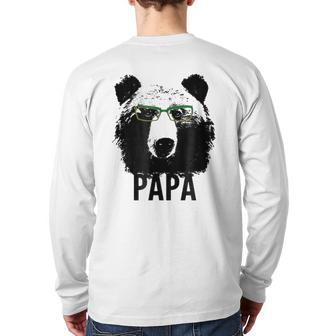 Papa Bear Grizzly Bear With Glasses Dad Daddy Bears Back Print Long Sleeve T-shirt | Mazezy