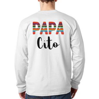 Papacito Dad Mexican Gender Reveal Cinco De Mayo Fiesta Back Print Long Sleeve T-shirt | Mazezy