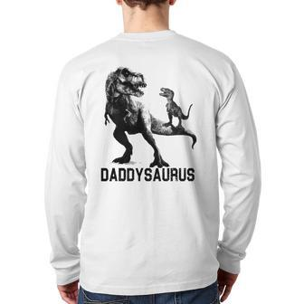 Papasaurusrex Dinosaur Daddy Saurus Cool Father Dad Back Print Long Sleeve T-shirt | Mazezy