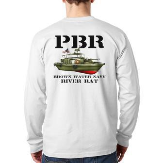 Pbr Brown Water Navy Back Print Long Sleeve T-shirt | Mazezy