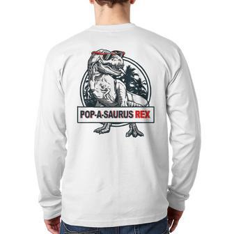 Popasaurus Rex Papa Grandpa Pregnancy Back Print Long Sleeve T-shirt | Mazezy