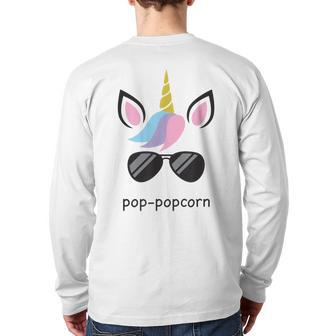 Poppopcorn Unicorn Poppop Grandpa Costume Back Print Long Sleeve T-shirt | Mazezy