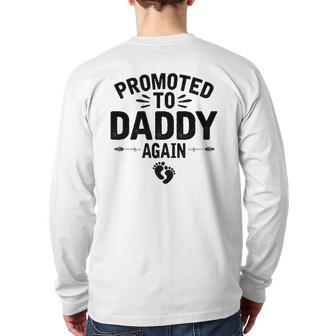 Promoted To Daddy Again Vintage Father's Day For Dad Back Print Long Sleeve T-shirt | Mazezy