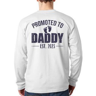 Promoted To Daddy Est 2023 For Dad New Baby Back Print Long Sleeve T-shirt | Mazezy DE