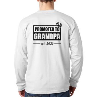 Promoted To Grandpa 2021 Baby Foot Print Back Print Long Sleeve T-shirt | Mazezy