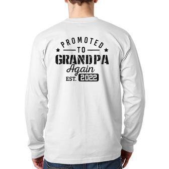 Promoted To Grandpa Again 2022 Baby Pregnancy Announcement Back Print Long Sleeve T-shirt | Mazezy