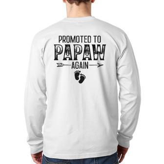 Promoted To Papaw Again Vintage Father's Day For Dad Back Print Long Sleeve T-shirt | Mazezy