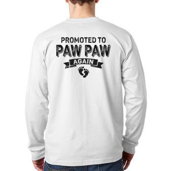 Promoted To Paw Paw Again Vintage Fathers Day Dad Grandpa Back Print Long Sleeve T-shirt | Mazezy