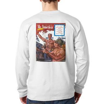 Pulp Librarian A Man's Magazine Mr America Hang On To Your Teeth Back Print Long Sleeve T-shirt | Mazezy