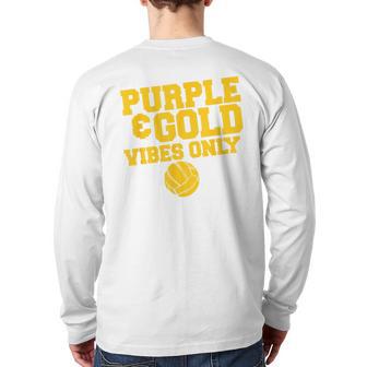 Purple Gold Game Day High School Volleyball Group Team Back Print Long Sleeve T-shirt - Monsterry DE