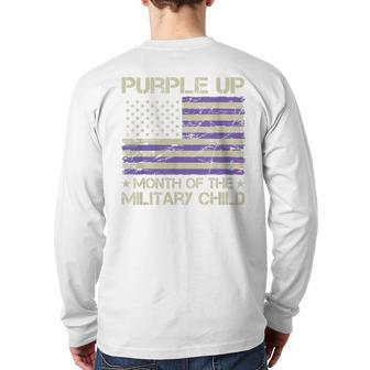 Purple Up Month Of The Military Child Us Flag Back Print Long Sleeve T-shirt - Monsterry UK