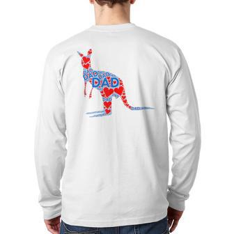 Red Heart Love Blue Dad Cute Kangaroo Daddy Father's Day Back Print Long Sleeve T-shirt | Mazezy