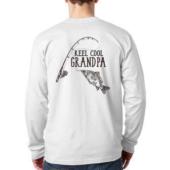 Reel Cool Grandpa Cute Happy Father's Day Fishing Back Print Long Sleeve T-shirt | Mazezy