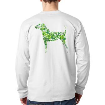Saint Patrick's Day Shamrock Dog Back Print Long Sleeve T-shirt | Mazezy