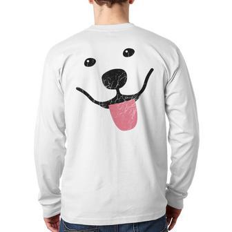Samoyed Face Sammy Smile Distressed Back Print Long Sleeve T-shirt - Monsterry DE