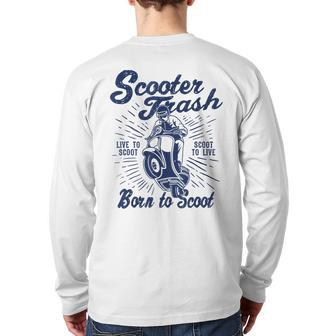 Scooter Trash Retro Distressed Style Scooter Humor Back Print Long Sleeve T-shirt - Monsterry