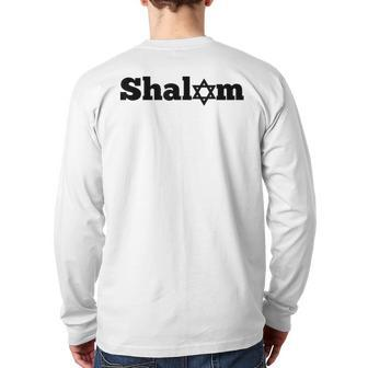Shalom Hebrew Word For Peace Star Of David Hanukkah Back Print Long Sleeve T-shirt - Monsterry AU