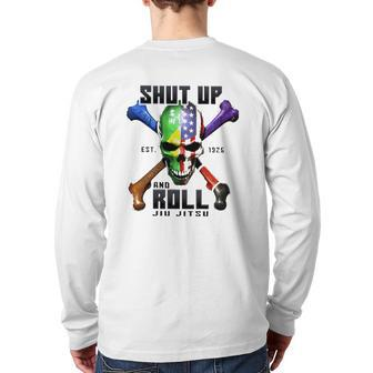 Skull Shut Up And Roll Jiu Jitsu Est 1926 Ver2 Back Print Long Sleeve T-shirt | Mazezy