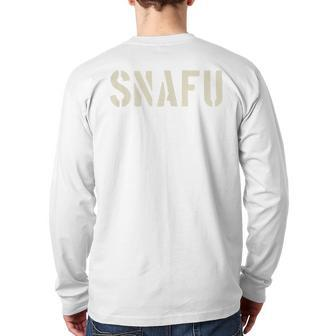 Snafu Military Slang Stencil Look Letters Back Print Long Sleeve T-shirt - Monsterry DE