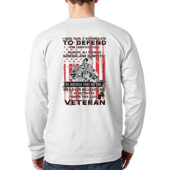 Solemn Oath To Defend The Constitution Veteran's Day Back Print Long Sleeve T-shirt | Mazezy