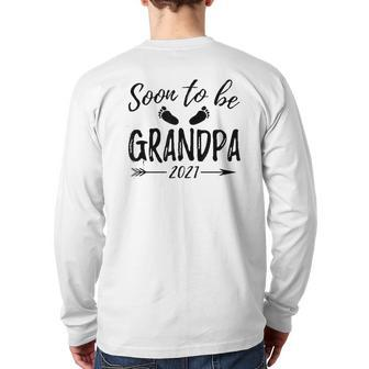 Soon To Be Grandpa Est 2021 Announcement Back Print Long Sleeve T-shirt | Mazezy