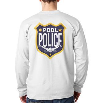 Swimming Swimmer Swim Pool Police Coach Dad Back Print Long Sleeve T-shirt | Mazezy