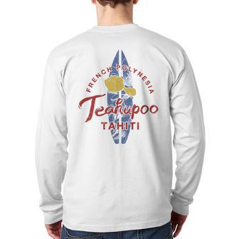 Tahiti Teahupoo Surfing French Polynesian Vintage Back Print Long Sleeve T-shirt - Monsterry UK