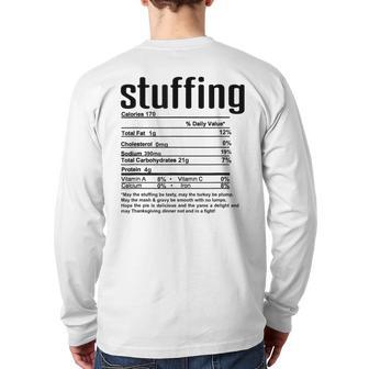 Thanksgiving Christmas Stuffing Nutritional Facts Back Print Long Sleeve T-shirt - Monsterry