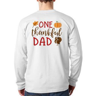 Thanksgiving Matching Family Turkey S One Thankful Dad Back Print Long Sleeve T-shirt | Mazezy