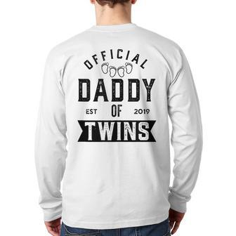 Twin Dad 2019 New Daddy Of Twins Father's Day Back Print Long Sleeve T-shirt | Mazezy